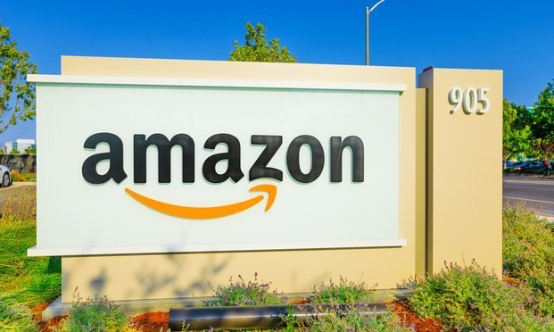 Sign of Amazon outside its Sunnyvale, California Office.