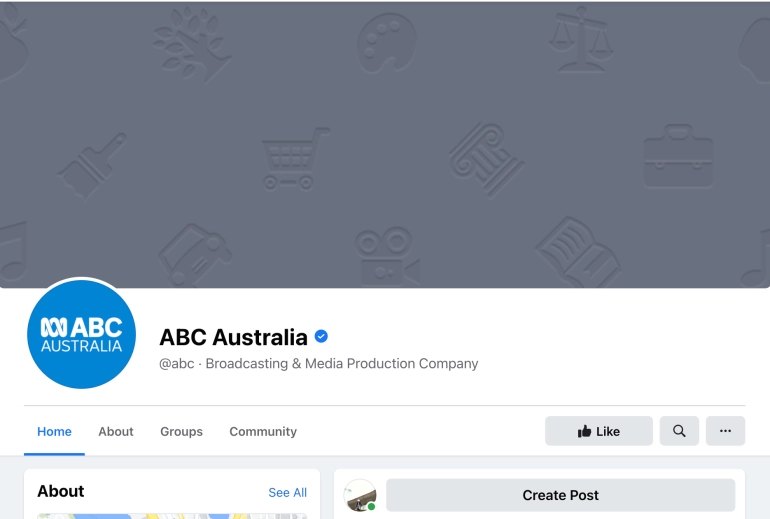 ABC Australia's Facebook page went blank.